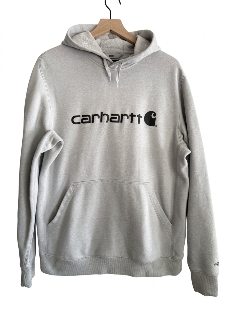 Carhartt Force Spellout Hoodie Relaxed Fit Sweatshirt Gray Size Large Pullover